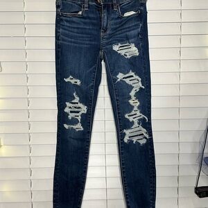 American Eagle Outfitters Dark Blue Distressed Jeggings